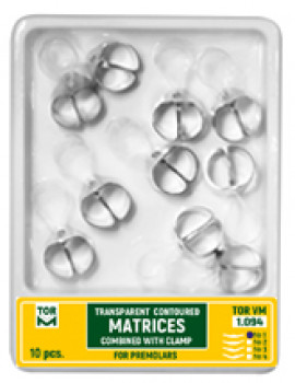 Transparentné tvarované matrice na premoláre so svorkou 1.094 (10ks) - TOR VM